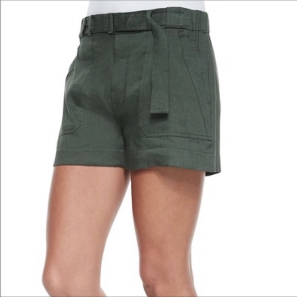 Vince belted linen green fern shorts - Picture 5 of 10